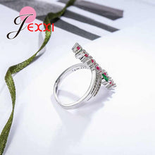 Noval Romantic Colorful Cubic Zirconia Flowers 925 Sterling Silver Finger Rings for Women Girls Wedding Jewelry