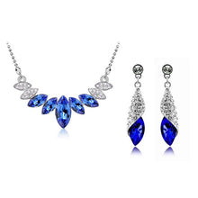 Wedding Bridal Crystal Silver Color Water Drop Pendant Necklace Earrings Jewelry Sets for Women Party Christmas Gift