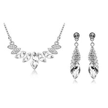 Wedding Bridal Crystal Silver Color Water Drop Pendant Necklace Earrings Jewelry Sets for Women Party Christmas Gift