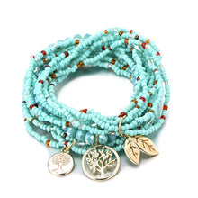 Bohemian Life of Tree Leave Charm Multi Layered Bracelets For Women Boho Crystal Seed Beads Bracelets Jewelry Pulseras Mujer