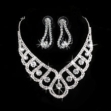 Rhinestone Necklace Earrings Jewelry Sets