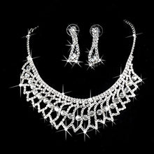 Rhinestone Necklace Earrings Jewelry Sets