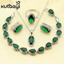 XUTAAYI Lovely Green Created Emerald 4PCS Jewelry Set  Sterling Silver