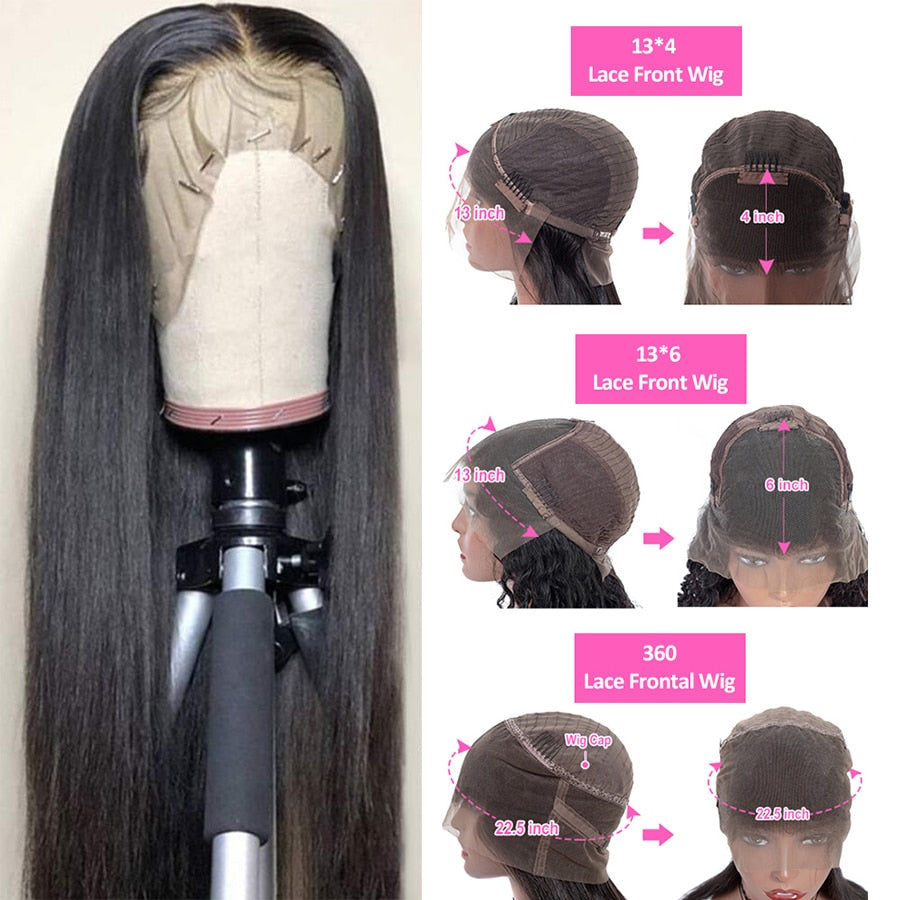 13x4 13x6 360 Lace Front Human Hair Wigs Straight HD Transparent Lace Frontal Wigs Pre Plucked Remy Brazilian Lace Front Wig