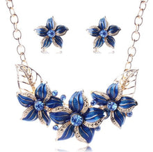 Austrian Crystal Enamel Flower Jewelry Sets Women African Costume Jewelry Maxi Necklace Earring Set XY-N404