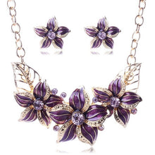 Austrian Crystal Enamel Flower Jewelry Sets Women African Costume Jewelry Maxi Necklace Earring Set XY-N404