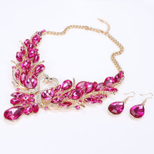 Crystal Bridal Jewelry Sets Gold Color Swan Pendant Necklace Women Gift Party Wedding Prom Necklace Earring Accessories