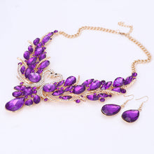 Crystal Bridal Jewelry Sets Gold Color Swan Pendant Necklace Women Gift Party Wedding Prom Necklace Earring Accessories