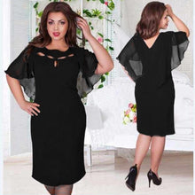 Fashion Women Casual Solid Chiffon Loose O-Neck Short Sleeve Evening Party Dress