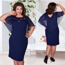 Fashion Women Casual Solid Chiffon Loose O-Neck Short Sleeve Evening Party Dress