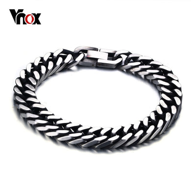 Vnox Men Bracelet Retro Silver Color Male Jewelry Stainless Steel Link Chain 8
