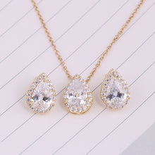 Nigerian Water Drop Cubic Zirconia Wedding Jewelry Sets inlay Luxury Crystal Bridal Jewelry Set Gifts For Bridesmaids AS099