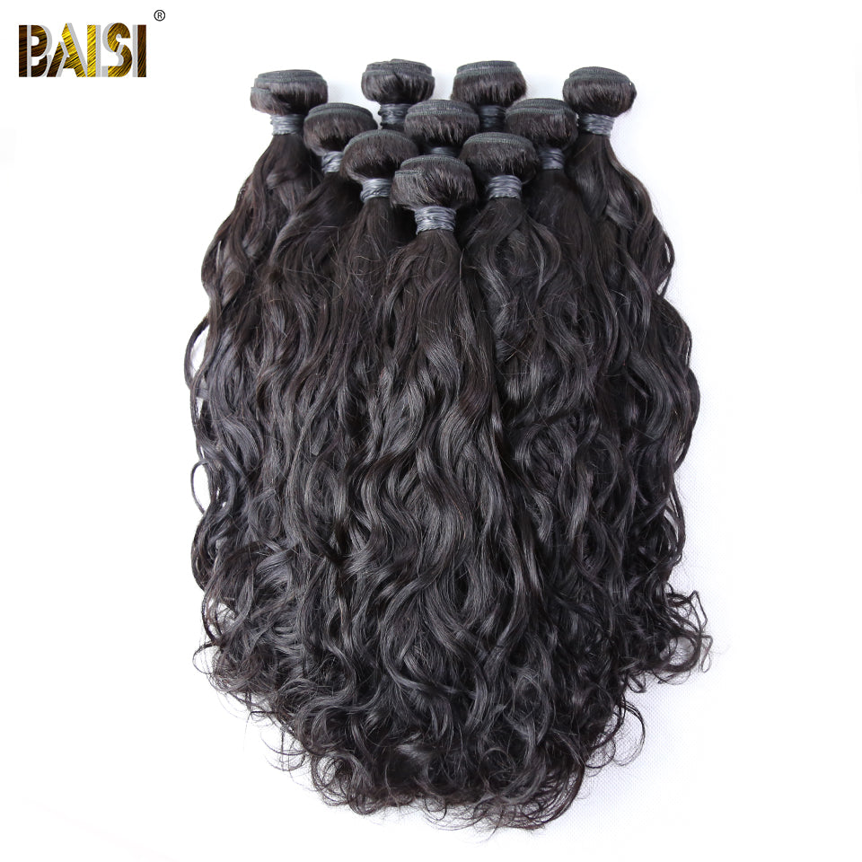 BAISI Hair 100% Brazilian Remy Human Hair Water Wave,Hair Bundles Natural Color 10Bundles/Lot
