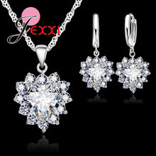 JEXXI Trendy Heart Austrian Crystal 925 Sterling Silver Pendant Necklaces Earrings Set