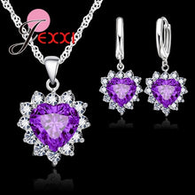 JEXXI Trendy Heart Austrian Crystal 925 Sterling Silver Pendant Necklaces Earrings Set
