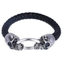Stainless Steel Leather Wolf Head Bracelet
