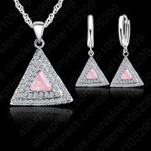 Top Selling 925 Sterling Silver Jewelry Set 18 inches Chain  Pendant Necklace /  Earring CZ Jewelry Set For  Women Wedding Gift